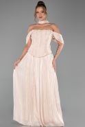 Long Beige Chiffon Prom Gown ABU6300