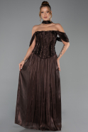 Long Brown Chiffon Prom Gown ABU6300