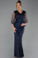 Long Navy Blue Plus Size Evening Gown ABU6301