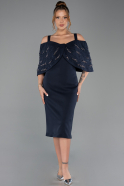 Midi Navy Blue Plus Size Cocktail Dress ABK2660