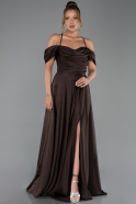 Long Brown Satin Evening Dress ABU4703