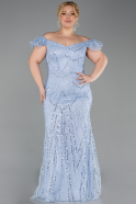 Long Indigo Beaded Formal Plus Size Dress ABU5548
