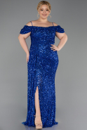 Sax Blue Long Plus Size Evening Gown ABU5232