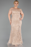Gold Long Beaded Formal Plus Size Dress ABU5936