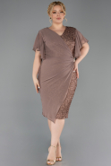 Midi Copper Beaded Plus Size Cocktail Dress ABK2642