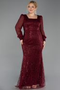 Long Burgundy Beaded Formal Plus Size Dress ABU6292