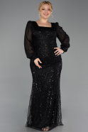 Long Black Beaded Formal Plus Size Dress ABU6292