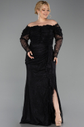 Long Black Dantelle Plus Size Evening Gown ABU6305