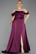 Long Plum Satin Plus Size Evening Gown ABU6307