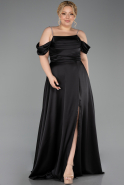 Long Black Satin Plus Size Evening Gown ABU6307