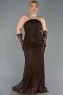 Long Brown Dantelle Plus Size Evening Dress ABU6280