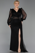 Long Black Dantelle Plus Size Evening Gown ABU6283