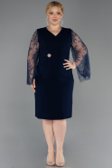 Midi Navy Blue Plus Size Cocktail Dress ABK2646