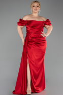 Long Red Satin Engagement Dress ABU1606