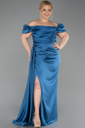 Oil Green Long Satin Plus Size Evening Dress ABU1626