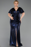 Long Navy Blue Plus Size Evening Gown ABU6281