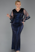 Long Navy Blue Plus Size Evening Gown ABU6301