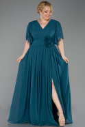 Long Green Chiffon Plus Size Evening Gown ABU6309