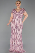 Long Powder Color Scaly Plus Size Evening Gown ABU6282