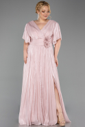 Long Powder Color Chiffon Formal Plus Size Dress ABU6310