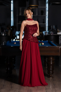 Long Burgundy Chiffon Evening Dress ABU5486