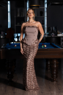 Long Brown Scaly Evening Dress ABU5919