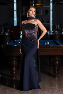 Long Navy Blue Mermaid Prom Dress ABU5924