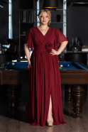 Long Burgundy Chiffon Plus Size Evening Gown ABU6309