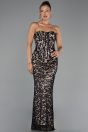 Long Black Dantelle Evening Dress ABU6303