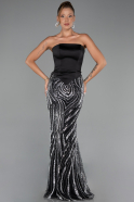 Long Black Beaded Mermaid Prom Dress ABU6315