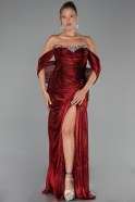 Long Burgundy Chiffon Evening Dress ABU6306