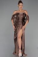 Long Brown Chiffon Evening Dress ABU6306