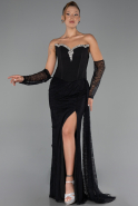 Long Black Dantelle Evening Dress ABU6319