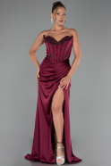 Long Plum Satin Evening Dress ABU6320