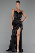 Long Black Satin Evening Dress ABU6320