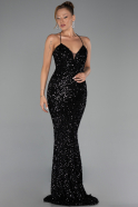 Long Black Scaly Evening Dress ABU6321