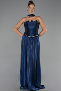Long Navy Blue Chiffon Evening Dress ABU6322