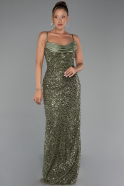 Long Olive Drab Scaly Evening Dress ABU6308