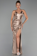 Long Cappuccino Satin Prom Gown ABU2800
