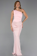 Long Powder Color Satin Prom Gown ABU6331