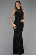 Long Black Dantelle Evening Dress ABU6332