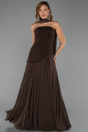 Brown Long Chiffon Prom Gown ABU6042