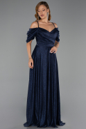 Long Navy Blue Plus Size Evening Dress ABU6333