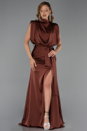 Light Brown Long Satin Evening Dress ABU2133