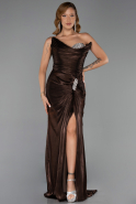 Long Dark Brown Chiffon Evening Dress ABU6336