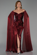 Long Burgundy Chiffon Evening Dress ABU6337