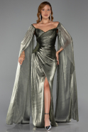 Long Olive Drab Chiffon Evening Dress ABU6337