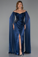 Long Navy Blue Chiffon Evening Dress ABU6337
