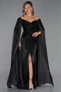 Long Black Chiffon Evening Dress ABU6337