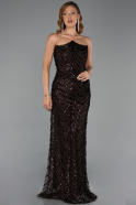 Long Brown Scaly Plus Size Evening Dress ABU6328